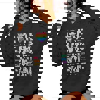 Love Who You Want Gay Pride Month 2024 Lgbtq Rainbow Women Hoodie - Thegiftio UK