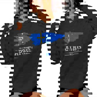Mapa Y Bandera Asturiana Recuerdo De Asturias España Cuello Sudadera con capucha para mujer - Regaloses