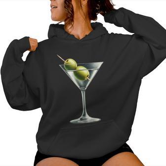 Martini Glass Green Olive Bartender Vodka Gin Cocktail Drink Women Hoodie - Thegiftio UK