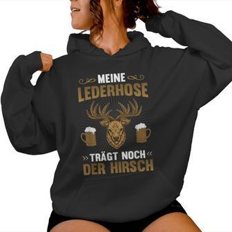 'Meine Lederhosen Hirsch Beer Alcohol Sauf Suff Party Saying Kapuzenpullover für Damen - Geschenkecke