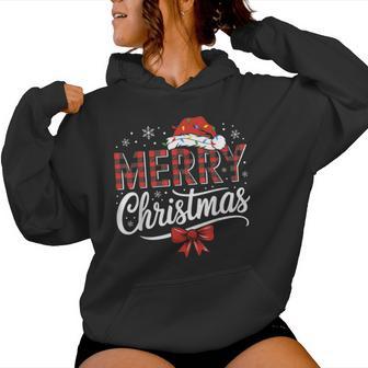 Merry Christmas Lights Santa Hat Xmas Family Women Hoodie - Thegiftio UK