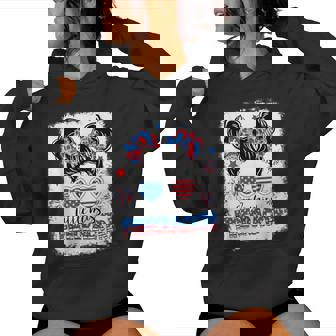 Messy Bun Girl Little Miss Firecracker 4Th Of July Women Hoodie - Thegiftio UK