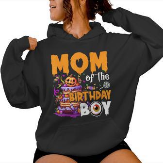 Mom Of The Birthday Boy Halloween Spooky Bday Kid Women Hoodie - Thegiftio UK