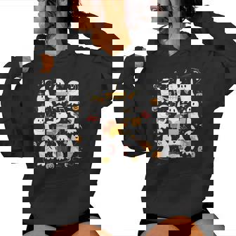 Music Teacher Ghost Playing Musical Instruments Halloween Women Hoodie - Thegiftio UK