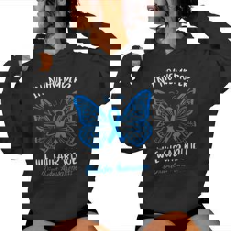 In November We Wear Blue Diabetes Awareness Ribbon Butterfly Women Hoodie - Monsterry