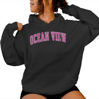 Ocean View Delaware De Vintage Sports Pink Women Hoodie - Monsterry