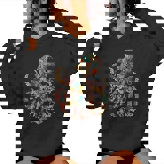 Octopus Floral Vintage Flowers Squid Kraken Scuba Diving Women Hoodie | Mazezy
