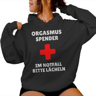 Orgasm Dispenser Im Notfall Bitte Lächeln Party Fun Kapuzenpullover für Damen - Geschenkecke