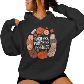 Pacifiers Pumpkins And Preemies Thanksgiving Nicu Nurse Women Hoodie - Thegiftio UK