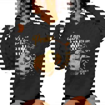 Praise Him With The Strings Bible Psalm Christian Guitar Women Hoodie - Seseable