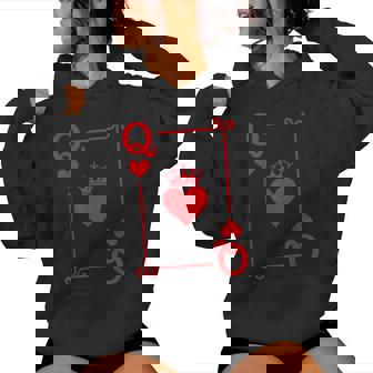 Queen Hearts Card Costume Playing Cards Queen Of Hearts Women Hoodie - Thegiftio UK