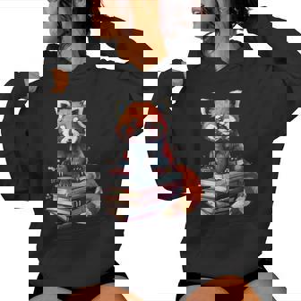 Red Panda Books Lover Reading Bookworm Women Hoodie - Thegiftio