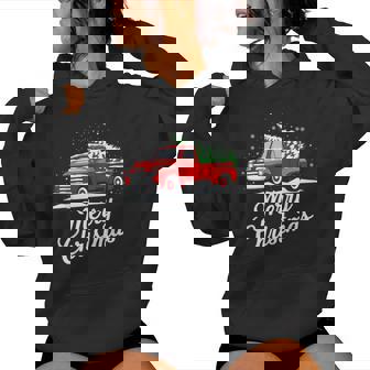 Red Truck Merry Chrirstmas Pajamas Xmas Family Women Hoodie - Thegiftio UK
