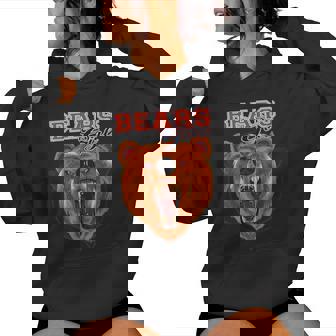 Retro Bears Girl Sports Fan Team Spirit Game Day Bear Women Hoodie - Monsterry