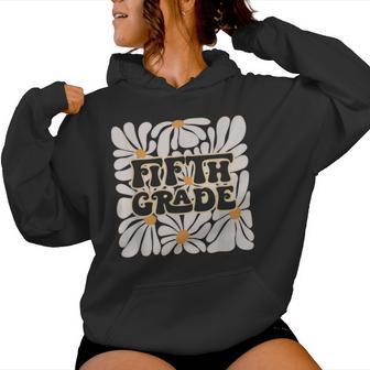 Retro Flower Power Squared Fifth 5Th Grade Back To School Women Hoodie - Thegiftio UK