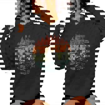 Retro Forest Trees Outdoors Nature Vintage Graphic Women Hoodie | Seseable UK