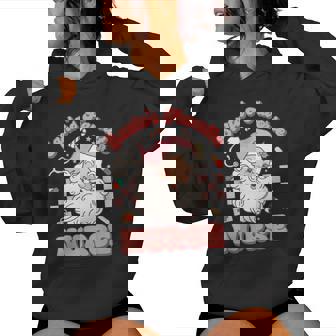 Retro Groovy Santa's Favorite Nurse Christmas Rn Icu Women Hoodie - Monsterry