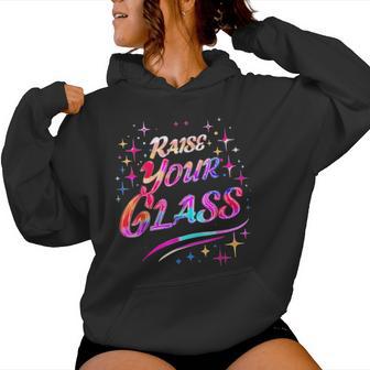 Retro I Raise Your Glass Pink Party Cheers For Women Women Hoodie - Thegiftio UK