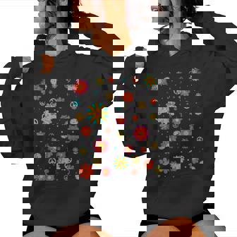 Retro Signes De Paix Hippie Fleurs 60S 70S Floral Symbole De Sweat à capuche femme - Cadeauxyz