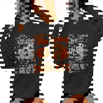 Retro I Teach The Cutest Turkey Thanksgiving Pumpkin Teacher Women Hoodie - Thegiftio UK