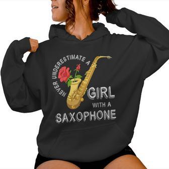 Saxophonist Never Underestimate A Girl With A Saxophone Women Hoodie - Thegiftio UK