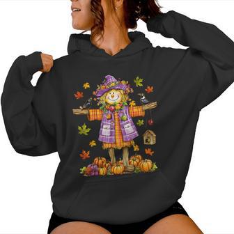 Scarecrow Autumn Fall Season Pumpkin Thanksgiving Halloween Women Hoodie - Thegiftio UK