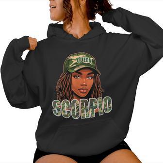 Scorpio Queen Black Woman Camo Hat Locs Birthday Women Hoodie | Seseable UK