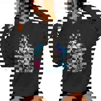 Siberian Husky Cute Dog Paint Bucket Women's Hoodie - Monsterry