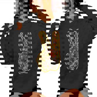 Signe De Main Hippie Love Peace Symbole De Paix Floral Rétro Sweat à capuche femme - Cadeauxyz