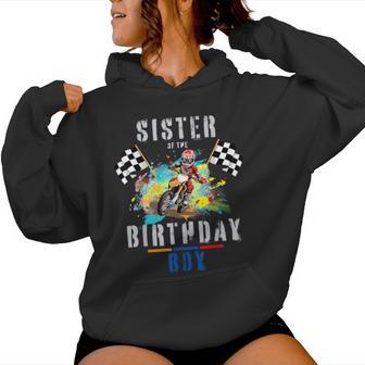 Sister Of The Birthday Boys Motocross Mx Themed Dirt Bike Women Hoodie - Monsterry