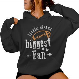 Sister Sibling Best Little Sister Biggest Fan Football Women Hoodie - Thegiftio UK