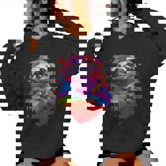 Sloth Colorful Sloth Heart Graphic Women Hoodie | Seseable CA