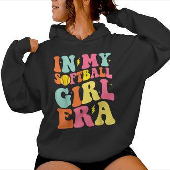 In My Softball Girl Era Retro Groovy Softball Girl Women Hoodie - Thegiftio UK