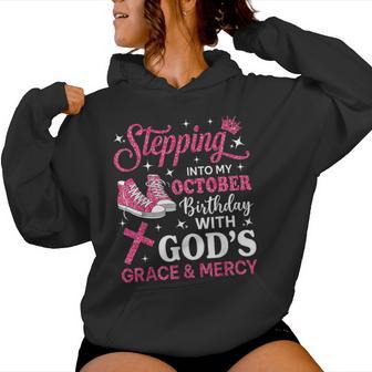 Stepping Into My October Birthday Girl Pink Sneakers Women Hoodie - Thegiftio UK