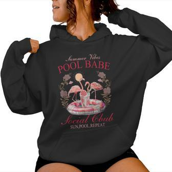Summer Vibes Pool Babe Pink Flamingo Summer Vibes Beach Women Hoodie - Monsterry UK