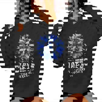 Sunflower Diabetes Awareness Blue Ribbon Diabetes Warrior Women Hoodie - Monsterry