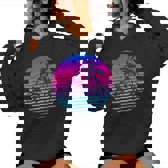 Sunset Cool Summer Vacation Beach Palm Tree Women Hoodie - Thegiftio UK