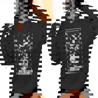 Tarot Card Vintage Crescent Moon Siberian Husky Dog Mom Women Hoodie - Monsterry