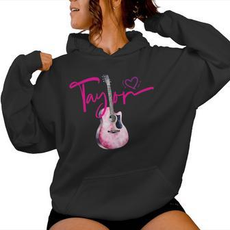 Taylor First Name I Love Taylor Girl Cute Guitar Women Hoodie - Thegiftio UK