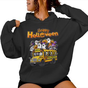 Teacher Halloween School Bus Driver Cute Ghost Witch Party Women Hoodie - Monsterry