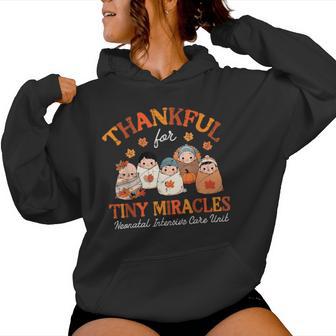 Thanksgiving Nicu Nurse Thankful Tiny Miracles Scrub Top Men Women Hoodie - Thegiftio UK