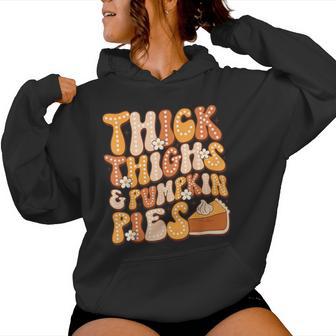Thick Thighs & Pumpkin Pies Thanksgiving Fall Matching Women Hoodie - Thegiftio UK