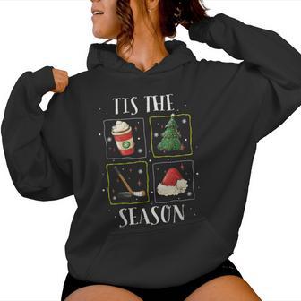 Tis The Season Ice Hockey Christmas Coffee Latte Xmas Tree Women Hoodie - Thegiftio