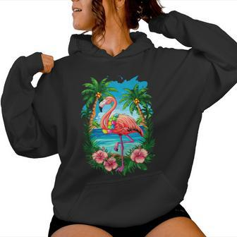 Tropical Flamingo Summer Vibes Beach For A Vacationer Women Hoodie - Monsterry