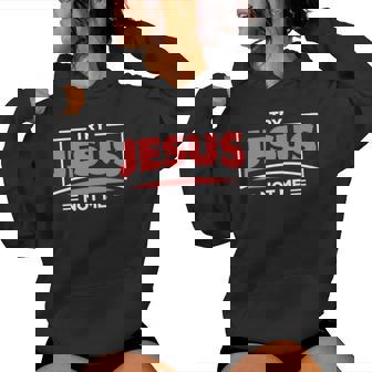 Try Jesus Not Me Christian Faith Hope Love Shine Red Women Hoodie - Monsterry