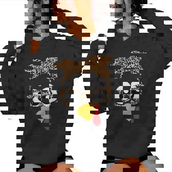 Turkey Face Leopard Headband Womens Thanksgiving Pilgrim Women's Hoodie - Monsterry