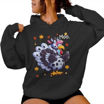 Turkey Moo Cow Thanksgiving For Boys Women Hoodie - Thegiftio UK