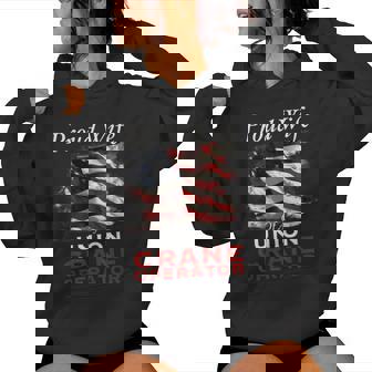Union Member Wife American Flag Crane Operator Women Hoodie - Monsterry