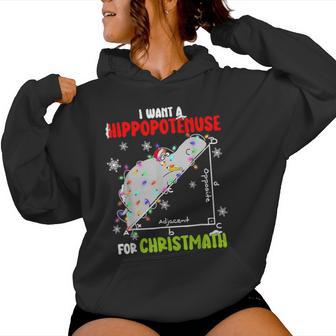 I Want A Hippopotamus For Christmas Xmas Hippo Math Teacher Women Hoodie - Thegiftio UK