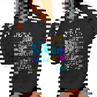 We're All Different But We Swim Together Elementary Teacher Women Hoodie - Thegiftio UK
